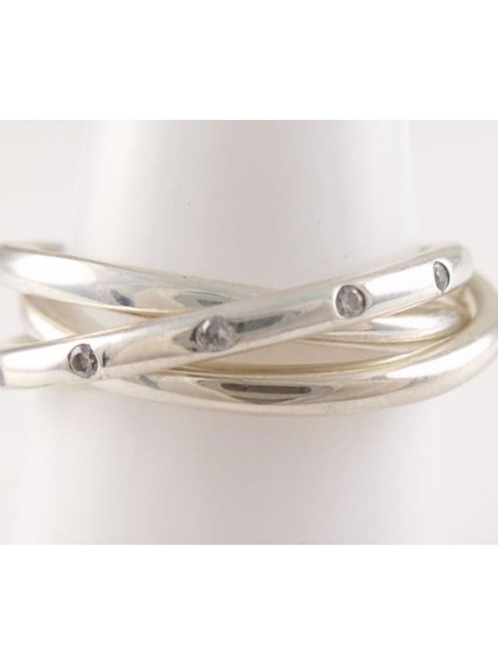 Sterling Silver Multi-Band Ring with Clear Stones - Silver- Pandora